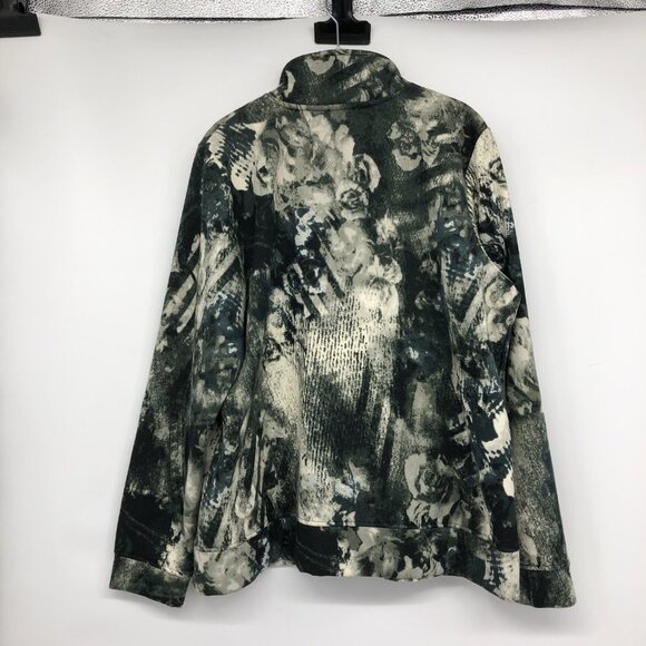 Onque Casuals Black & White Abstract Print Zip Up Sweater size XL - Picture 2 of 16